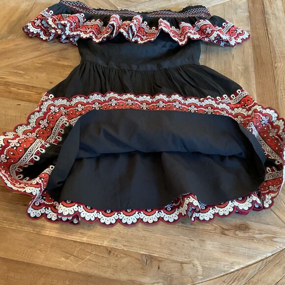 Amur Embroidered Linen Silk Off-the-Shoulder Tiered Mini Dress Size 4 $548 - Picture 10 of 13